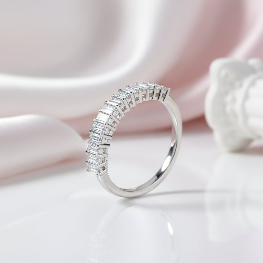 1.0 Ct Emerald Cut Diamond Option Wedding Band-Black Diamonds New York