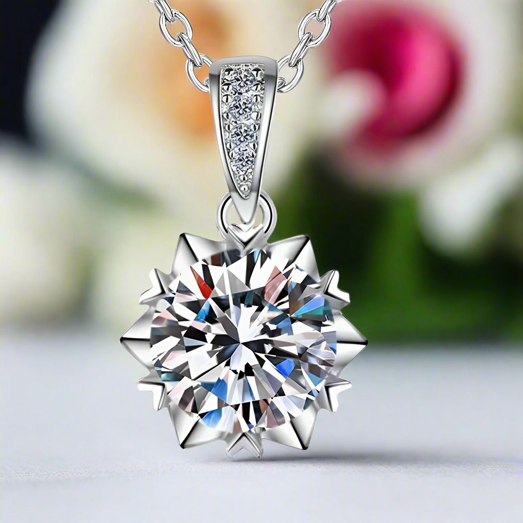 1.0 Ct Excellent Cut Diamond Snowflake Pendant Necklace-Black Diamonds New York