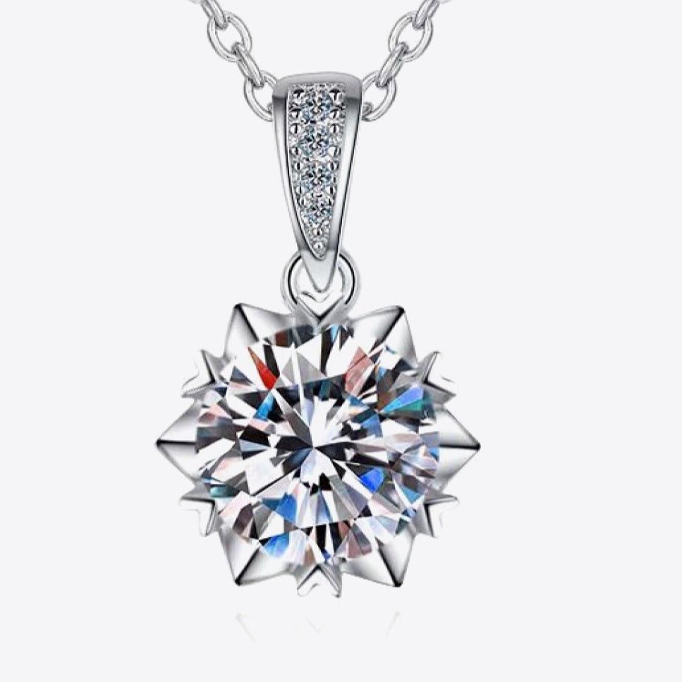 1.0 Ct Excellent Cut Diamond Option Snowflake Pendant Necklace-Black Diamonds New York