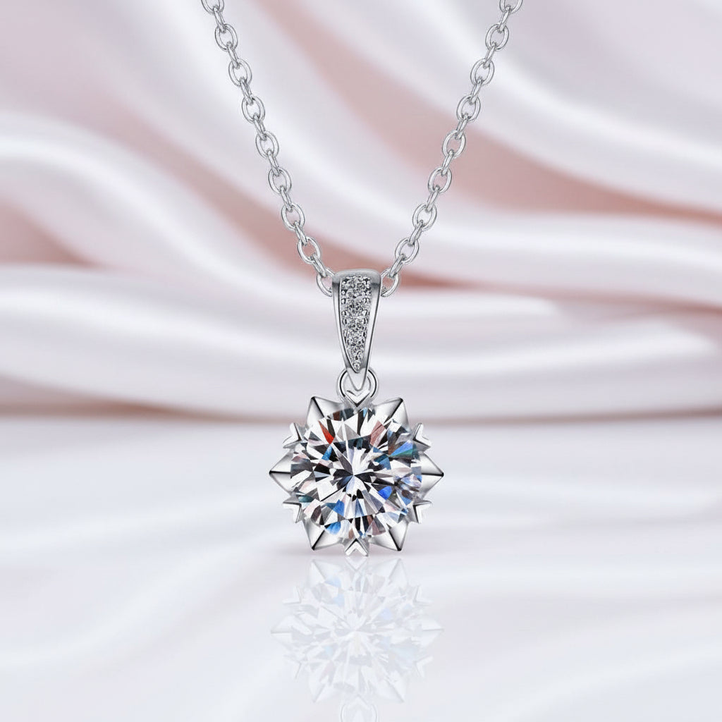 1.0 Ct Excellent Cut Diamond Option Snowflake Pendant Necklace-Black Diamonds New York