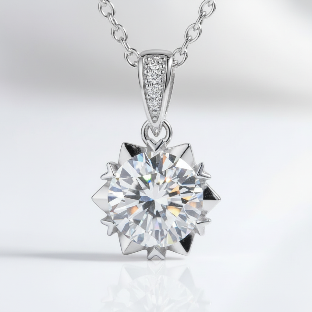 1.0 Ct Excellent Cut Diamond Option Snowflake Pendant Necklace-Black Diamonds New York