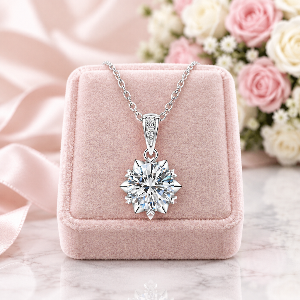 1.0 Ct Excellent Cut Diamond Option Snowflake Pendant Necklace-Black Diamonds New York