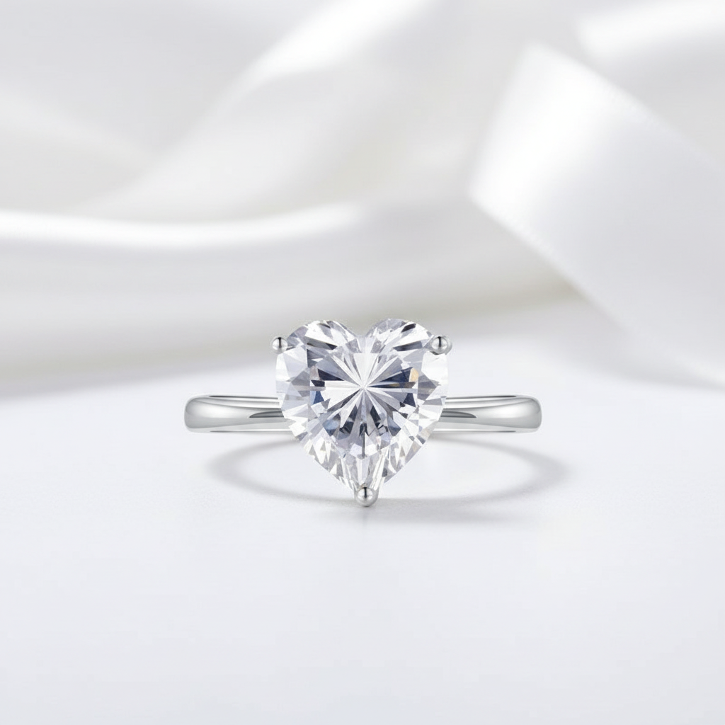 1.0 Ct Heart Cut D Color Diamond Option Love Engagement Ring-Black Diamonds New York