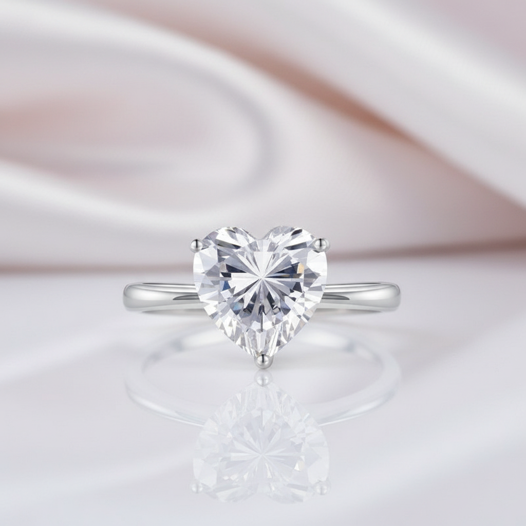 1.0 Ct Heart Cut D Color Diamond Option Love Engagement Ring-Black Diamonds New York