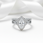 1.0 ct Marquise Cut Diamond Option White Gold Engagement Ring Set-Black Diamonds New York
