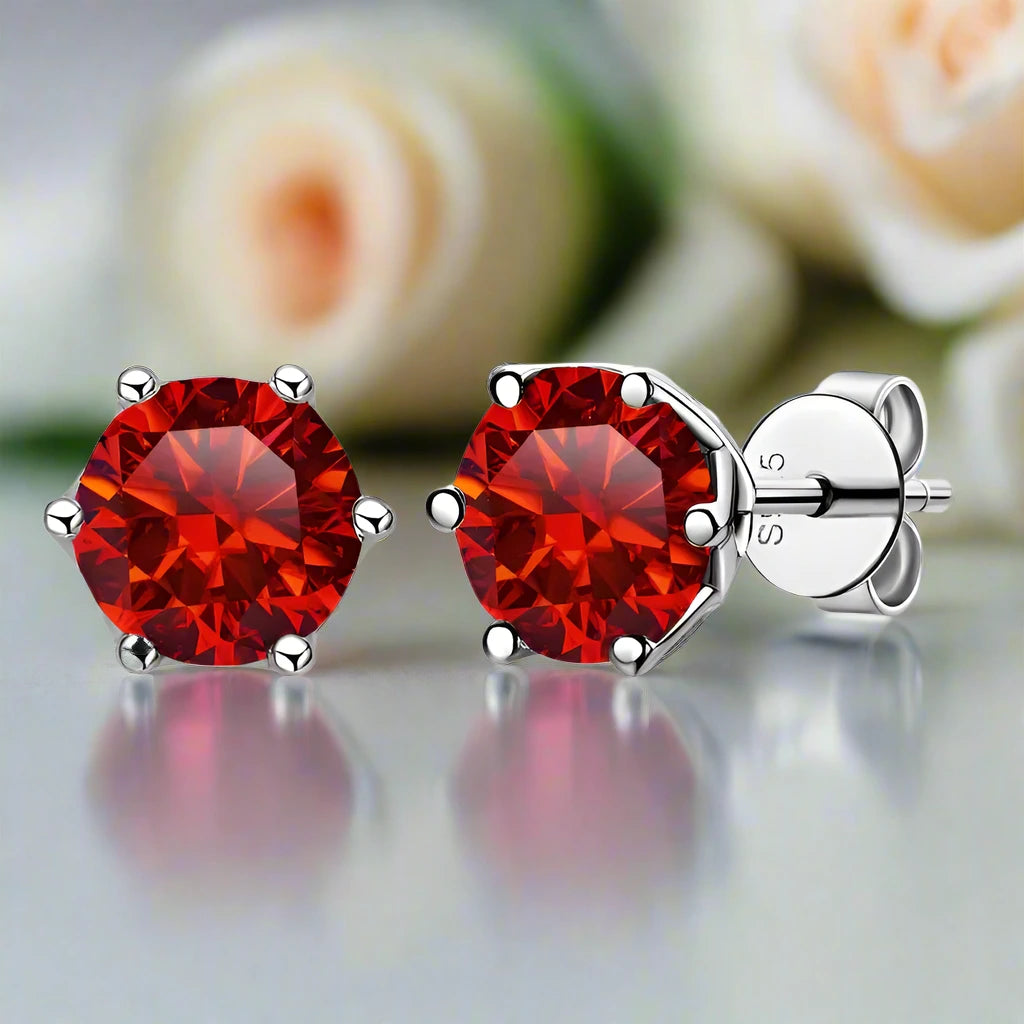 1.0 Ct Round Cut Diamond 6 Prong Stud Earrings-Black Diamonds New York