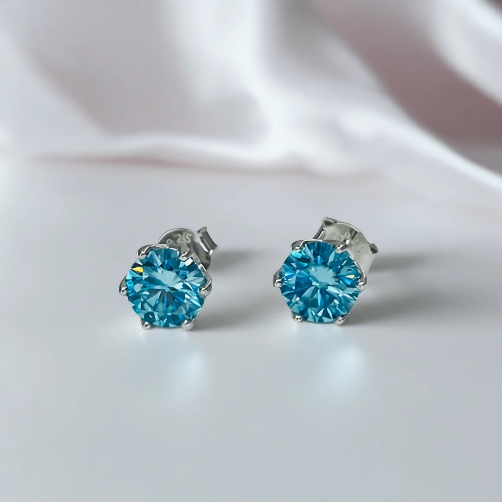 1.0 Ct Round Cut Diamond Option 6 Prong Stud Earrings-Black Diamonds New York