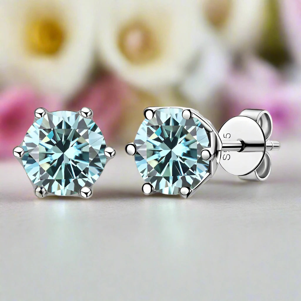 1.0 Ct Round Cut Diamond 6 Prong Stud Earrings-Black Diamonds New York