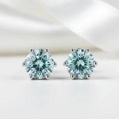 1.0 Ct Round Cut Diamond Option 6 Prong Stud Earrings