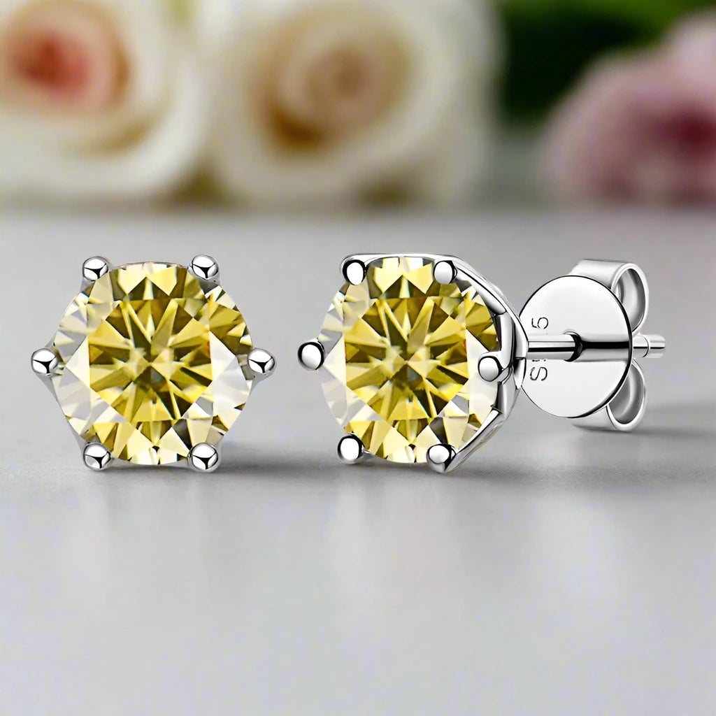 1.0 Ct Round Cut Diamond 6 Prong Stud Earrings-Black Diamonds New York