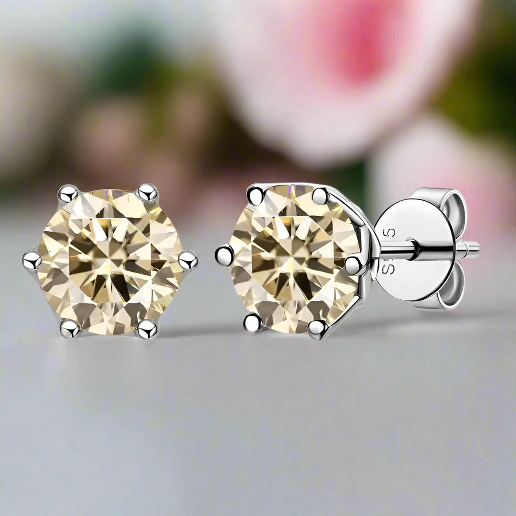 1.0 Ct Round Cut Diamond 6 Prong Stud Earrings-Black Diamonds New York
