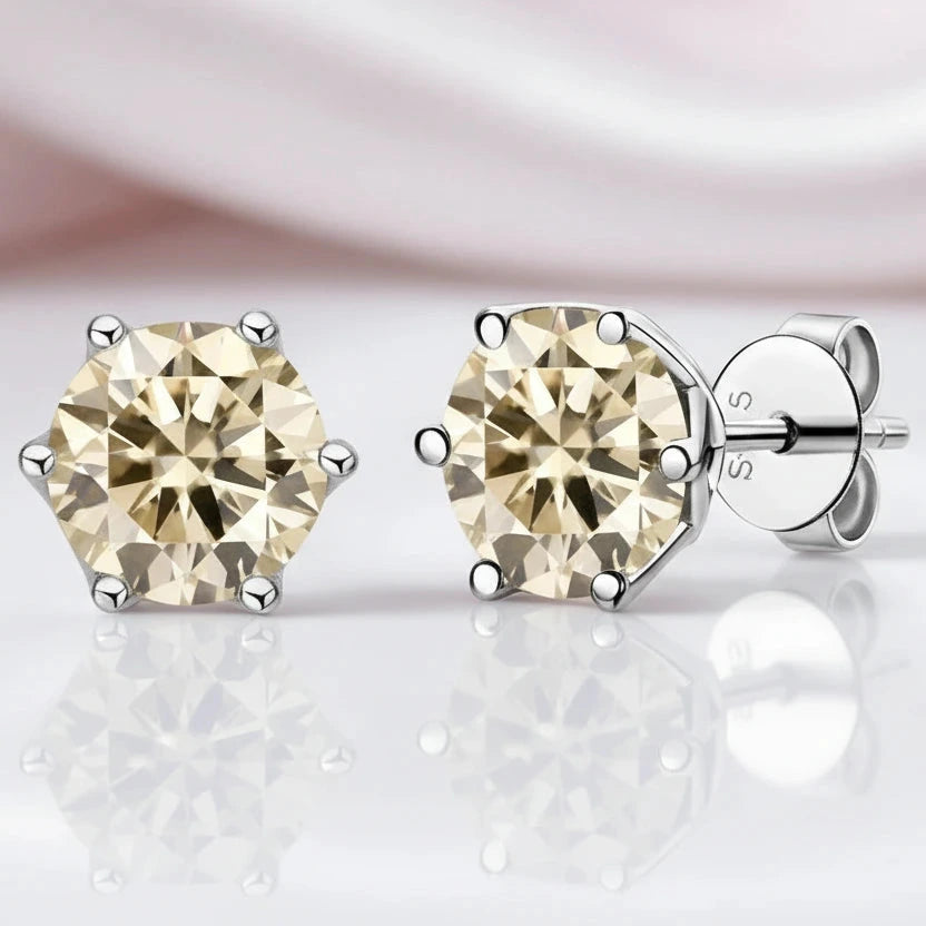 1.0 Ct Round Cut Diamond 6 Prong Stud Earrings-Black Diamonds New York