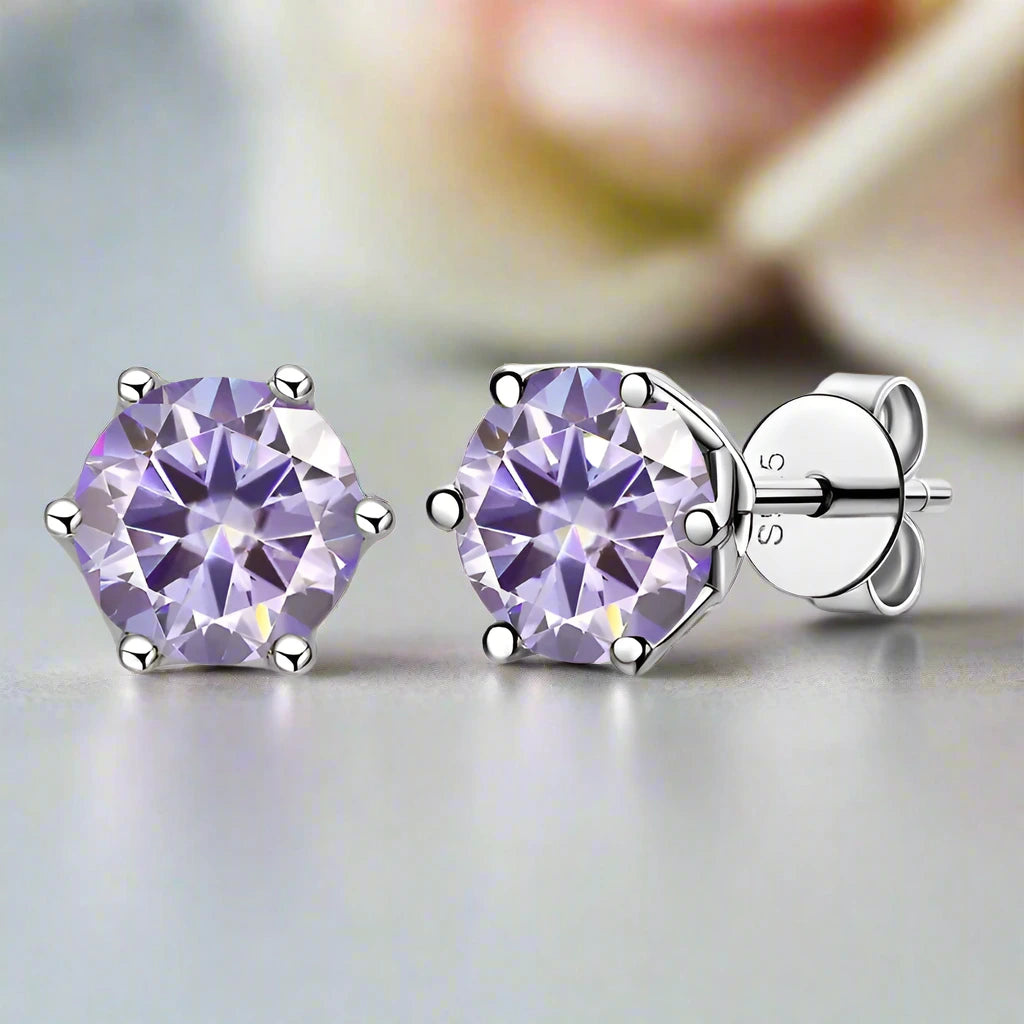 1.0 Ct Round Cut Diamond 6 Prong Stud Earrings-Black Diamonds New York