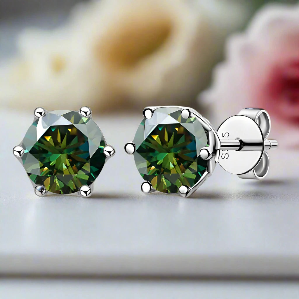 1.0 Ct Round Cut Diamond 6 Prong Stud Earrings-Black Diamonds New York