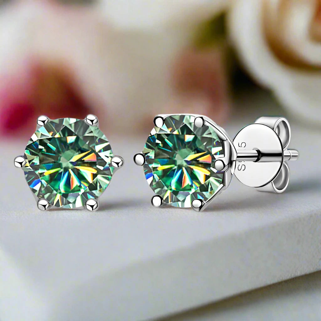 1.0 Ct Round Cut Diamond 6 Prong Stud Earrings-Black Diamonds New York