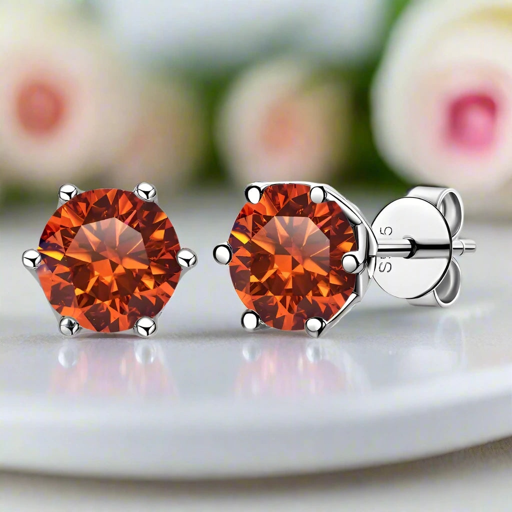 1.0 Ct Round Cut Diamond 6 Prong Stud Earrings-Black Diamonds New York