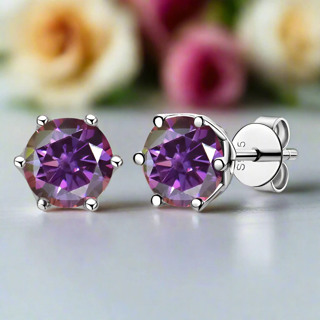 1.0 Ct Round Cut Diamond 6 Prong Stud Earrings-Black Diamonds New York