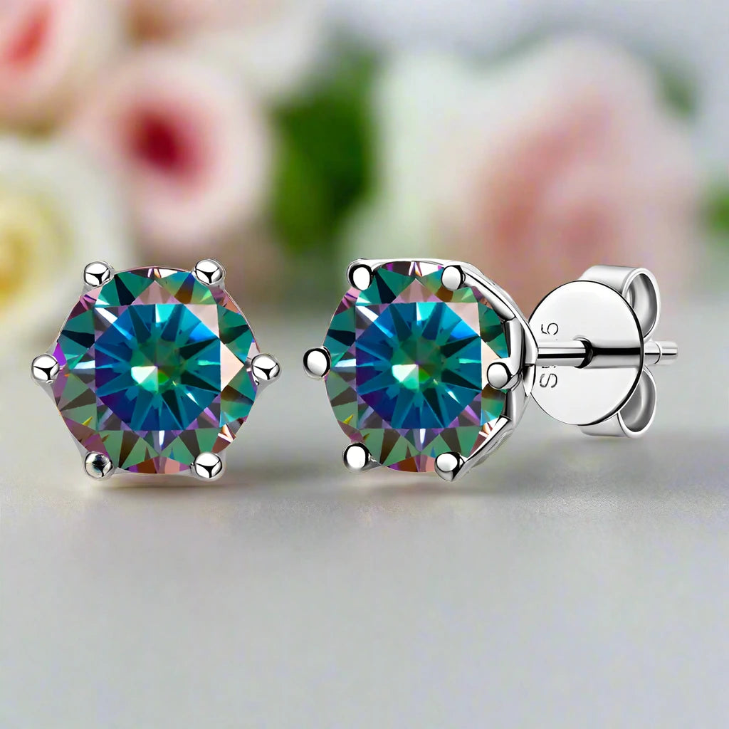 1.0 Ct Round Cut Diamond 6 Prong Stud Earrings-Black Diamonds New York