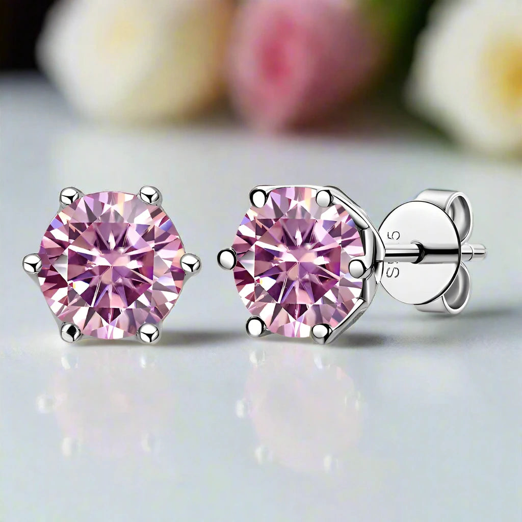 1.0 Ct Round Cut Diamond 6 Prong Stud Earrings-Black Diamonds New York