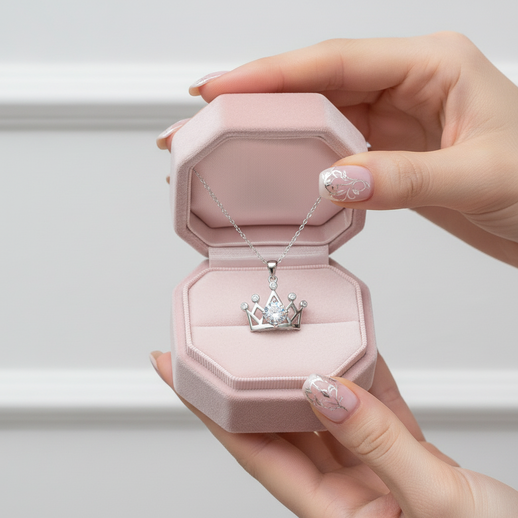 1.0 Ct Round Cut Diamond Crown Necklace-Black Diamonds New York