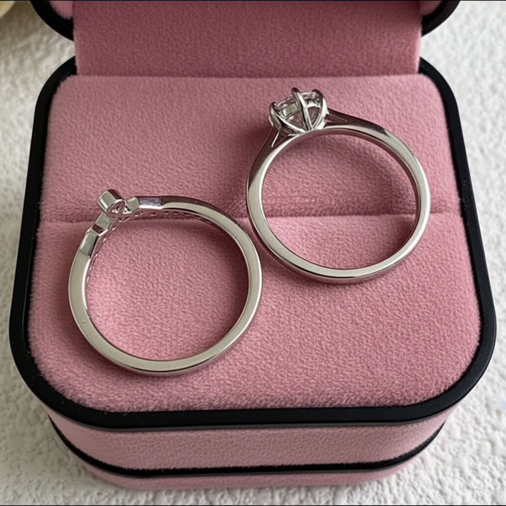 1.0 Ct Round Cut Diamond Option Engagement Ring Set-Black Diamonds New York