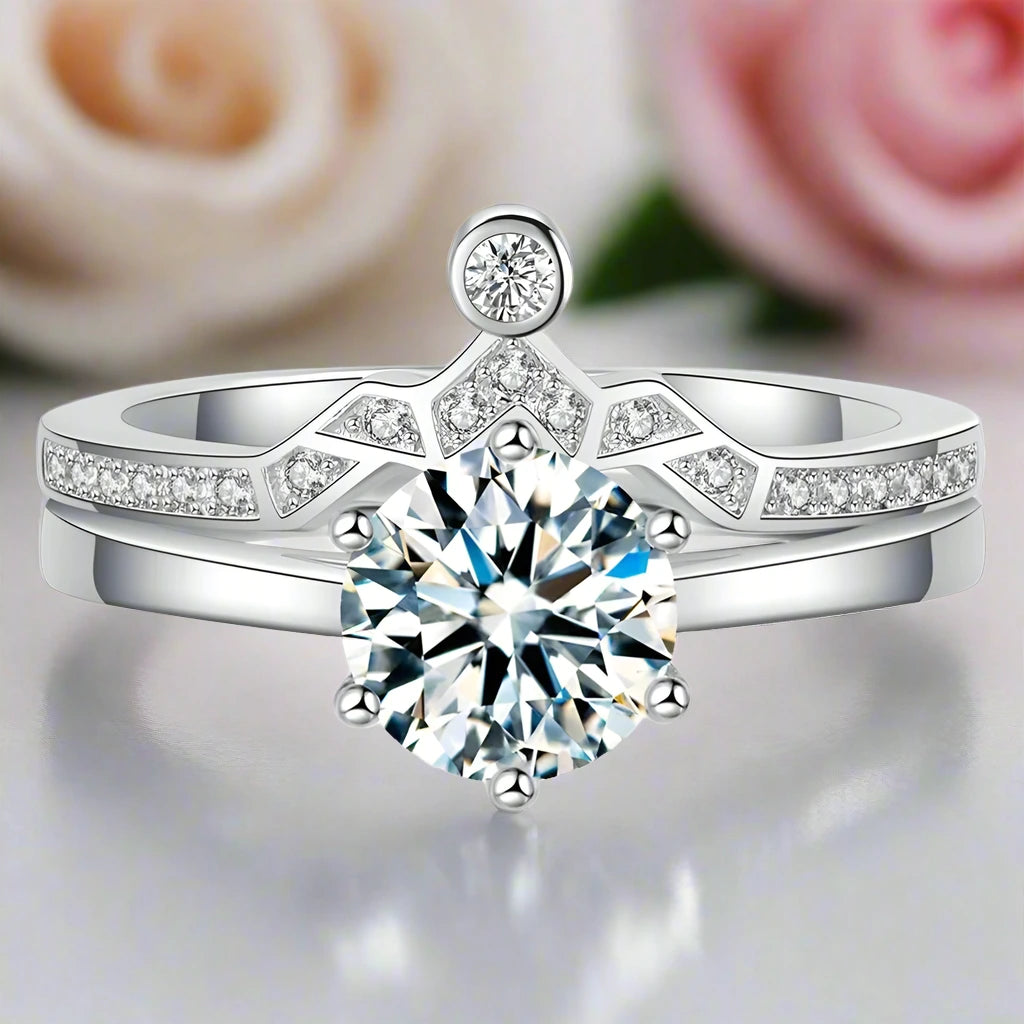 1.0 Ct Round Cut Diamond Engagement Ring Set-Black Diamonds New York