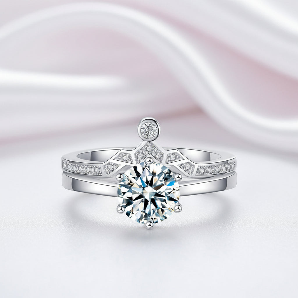 1.0 Ct Round Cut Diamond Option Engagement Ring Set-Black Diamonds New York