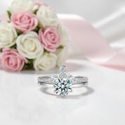 1.0 Ct Round Cut Diamond Option Engagement Ring Set-Black Diamonds New York