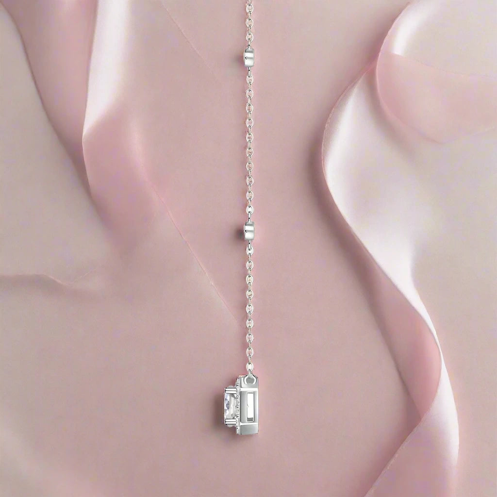 1.0 Ct Round Cut Diamond Halo Necklace-Black Diamonds New York