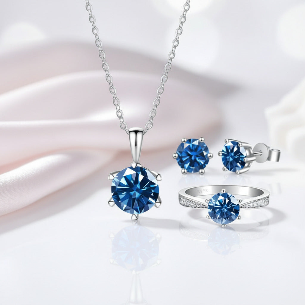 1.0 Ct Round Cut Diamond Jewelry Set-Black Diamonds New York