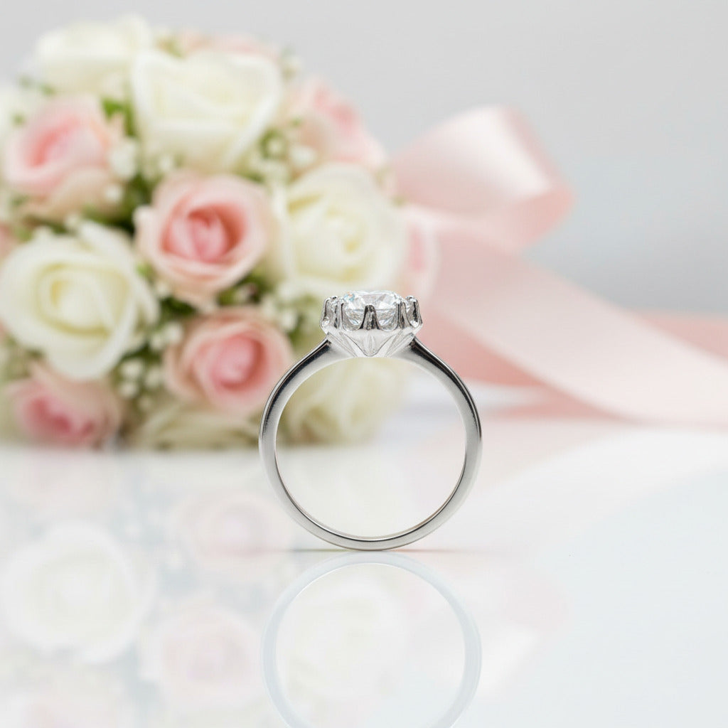 1.0 Ct Round Cut Diamond Option Snowflake Engagement Ring-Black Diamonds New York