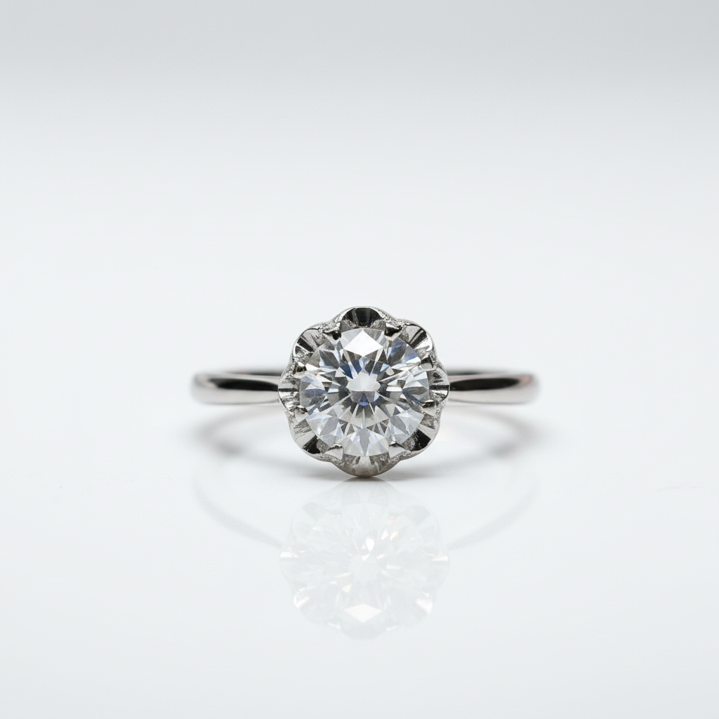 1.0 Ct Round Cut Diamond Option Snowflake Engagement Ring-Black Diamonds New York