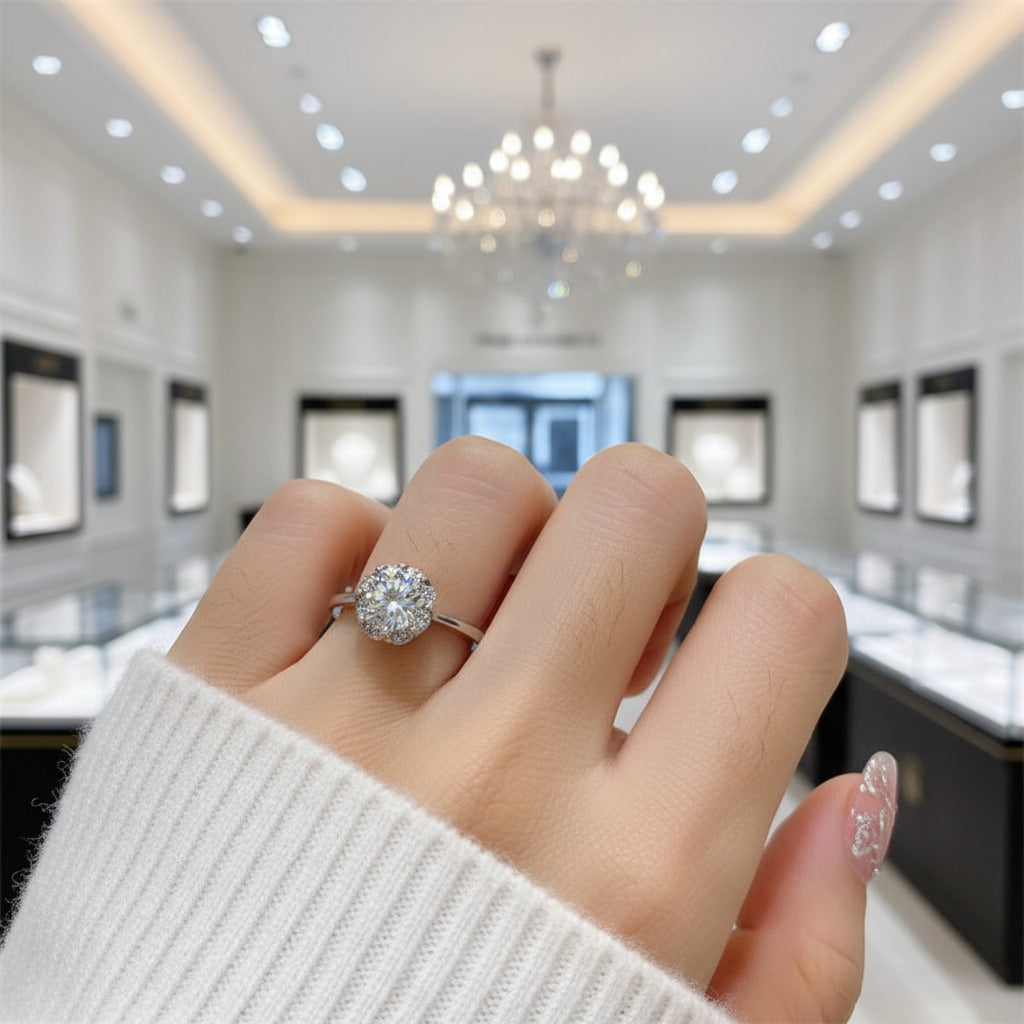 1.0 Ct Round Cut Diamond Option Snowflake Engagement Ring-Black Diamonds New York