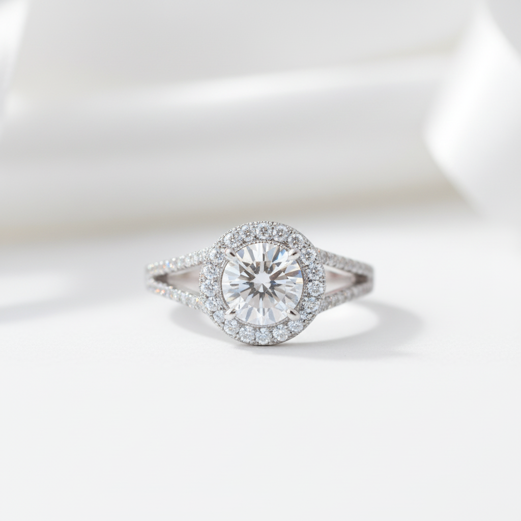1.0 Ct Round Cut Diamond Option Split Shank Engagement Ring-Black Diamonds New York