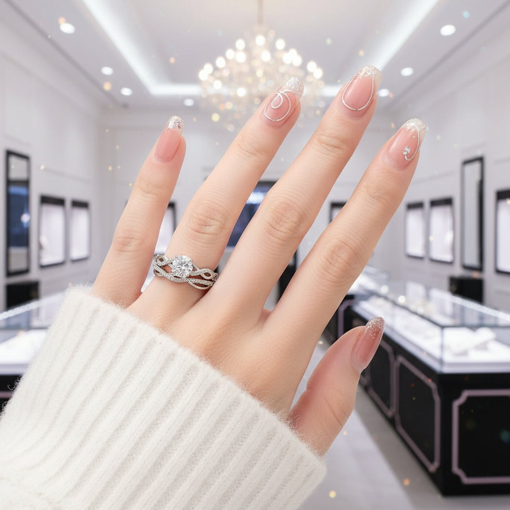 1.0 Ct Round Cut Diamond Twisted Engagement Ring Set-Black Diamonds New York