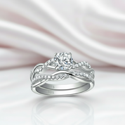 1.0 Ct Round Cut Diamond Twisted Engagement Ring Set-Black Diamonds New York