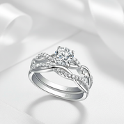 1.0 Ct Round Cut Diamond Twisted Engagement Ring Set-Black Diamonds New York