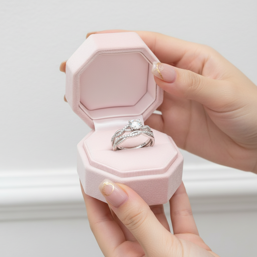 1.0 Ct Round Cut Diamond Twisted Engagement Ring Set-Black Diamonds New York