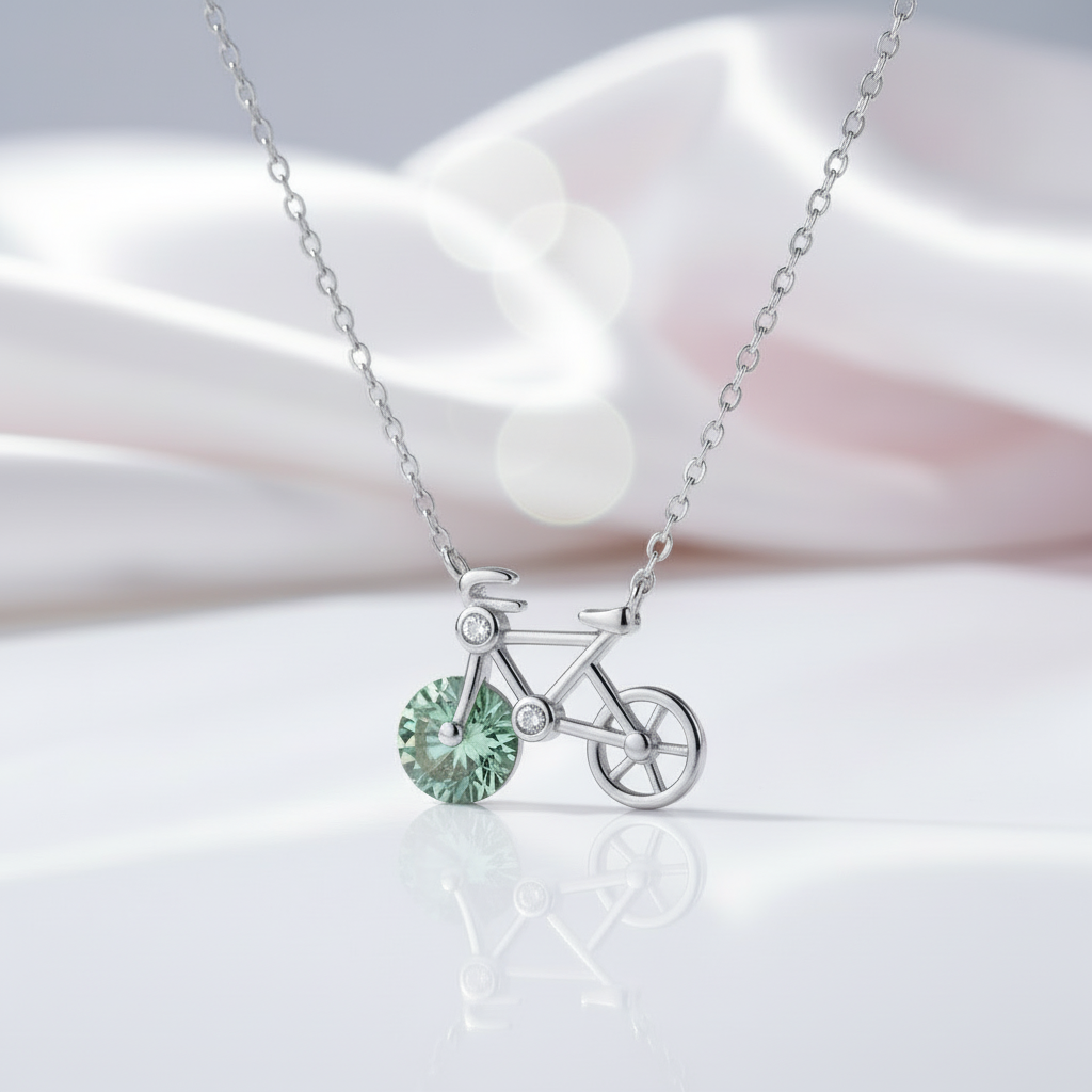 1.0 Ct Round Cut Diamond Cute Bicycle Necklace-Black Diamonds New York