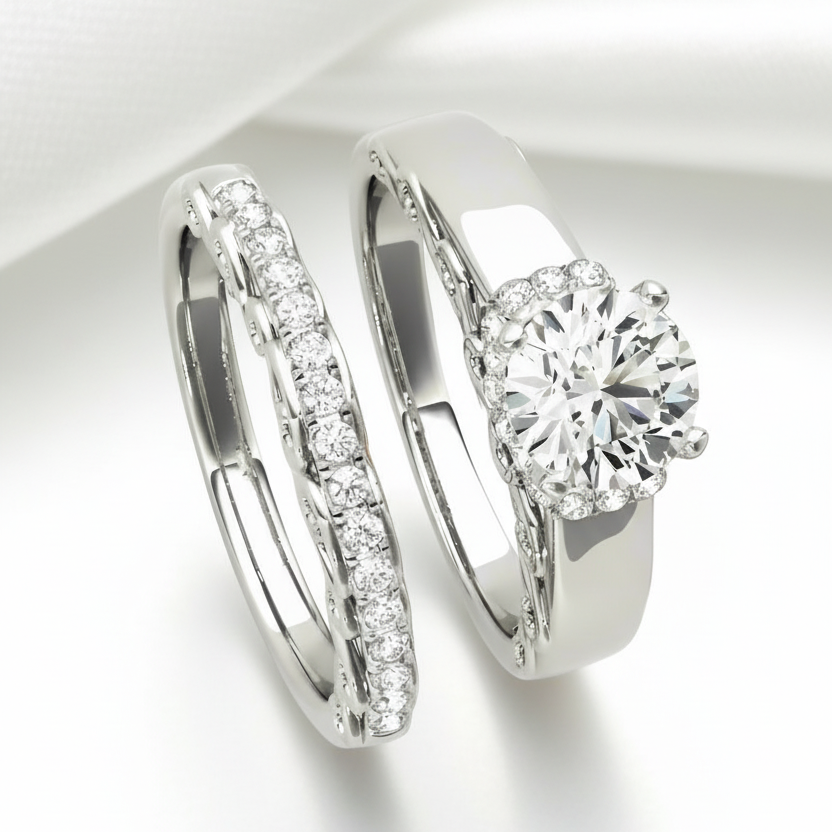 1.0 ct Round Cut Diamond Option White Gold Solitaire Ring Set-Black Diamonds New York