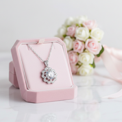 1.0 Ct Round Cut Diamond Flower Necklace-Black Diamonds New York