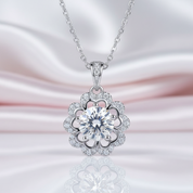 1.0 Ct Round Cut Diamond Flower Necklace-Black Diamonds New York