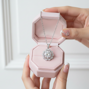 1.0 Ct Round Cut Diamond Flower Necklace-Black Diamonds New York