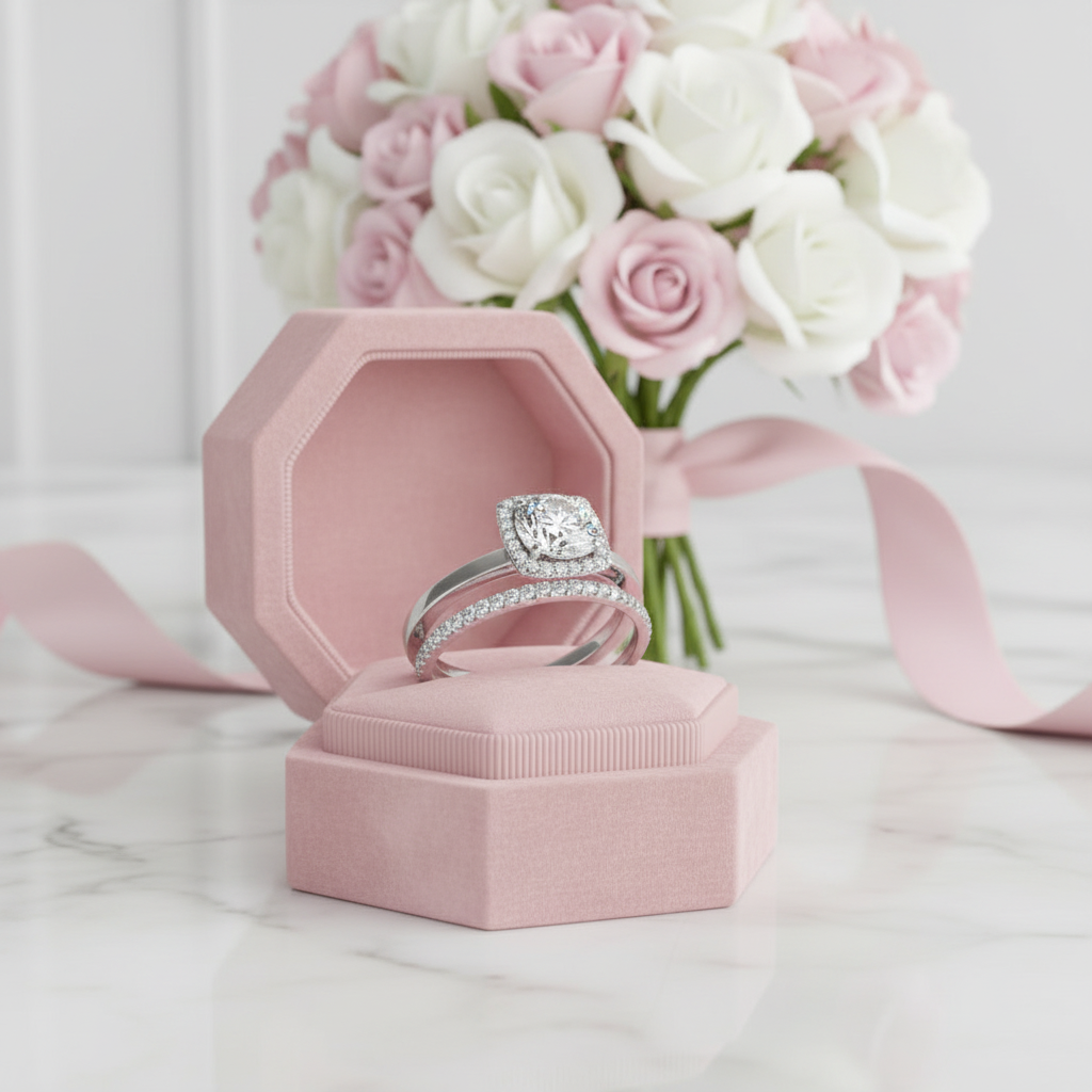 1.0 ct Round Cut Diamond Option Halo White Gold Ring Set-Black Diamonds New York