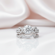 1.0 ct Round Cut Diamond Option Knot Engagement Ring Set-Black Diamonds New York