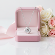 1.0 Ct Round Cut Diamond Square Pendant Necklace-Black Diamonds New York