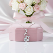 1.0 Ct Round Cut Diamond Swan Necklace-Black Diamonds New York