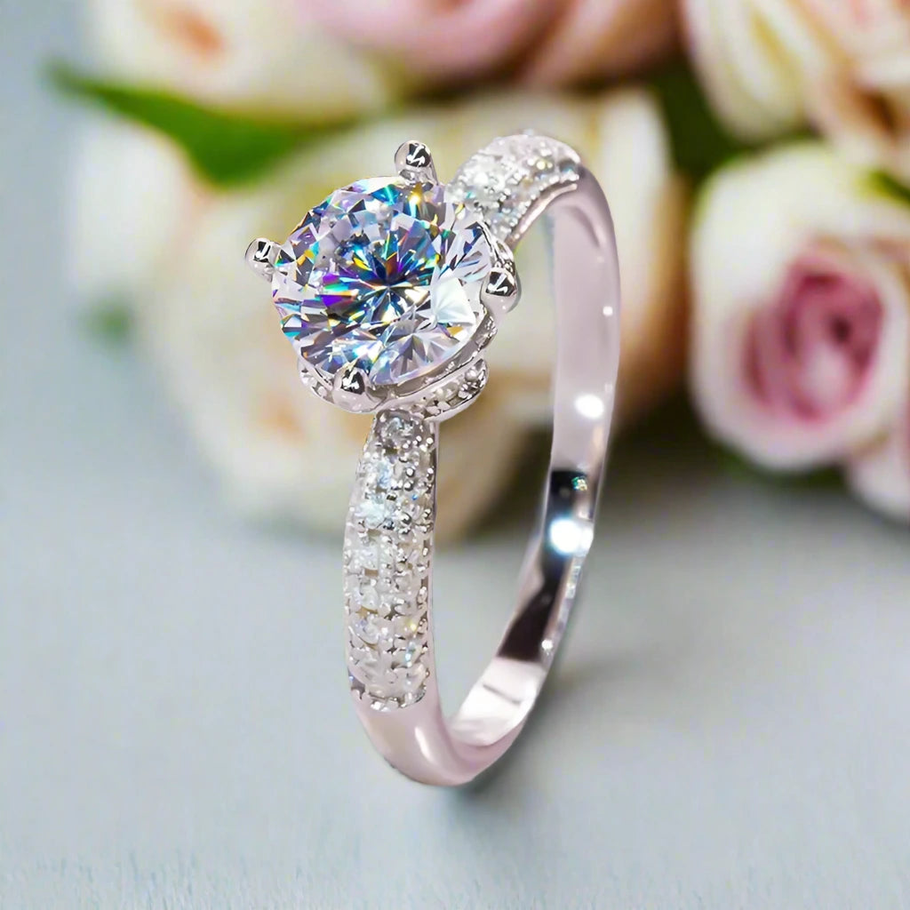 1.0 Ct Round D Color Diamond Engagement Ring-Black Diamonds New York