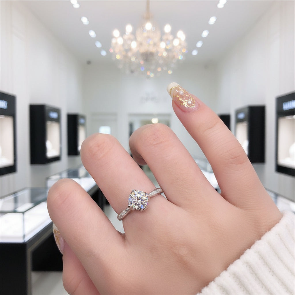 1.0 Ct Round D Color Diamond Option Engagement Ring-Black Diamonds New York