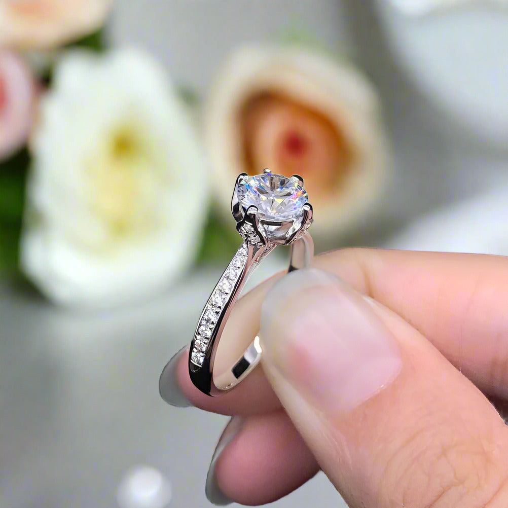 1.0 Ct Round D Color Diamond Engagement Ring-Black Diamonds New York